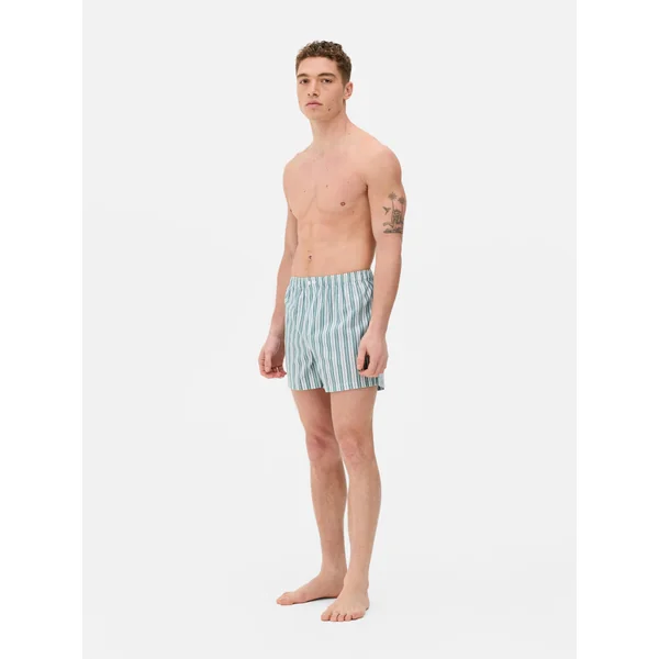 Striped Cotton Pajama Shorts - Green
