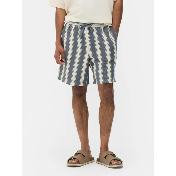Striped Crochet Shorts - Blue