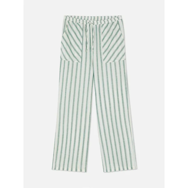 Striped Drawstring Pants - Green
