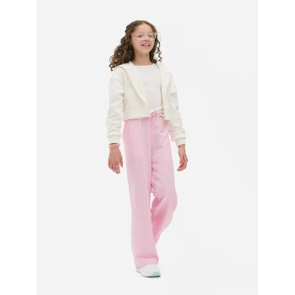 Striped Drawstring Pants - Pink