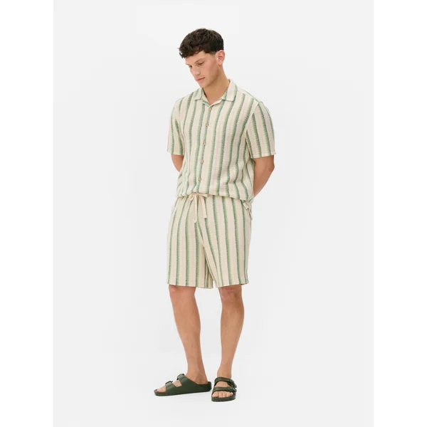 Striped Drawstring Shorts - Green