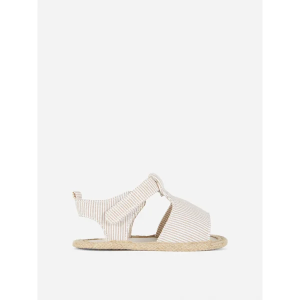 Striped Espadrille Sandals - Taupe