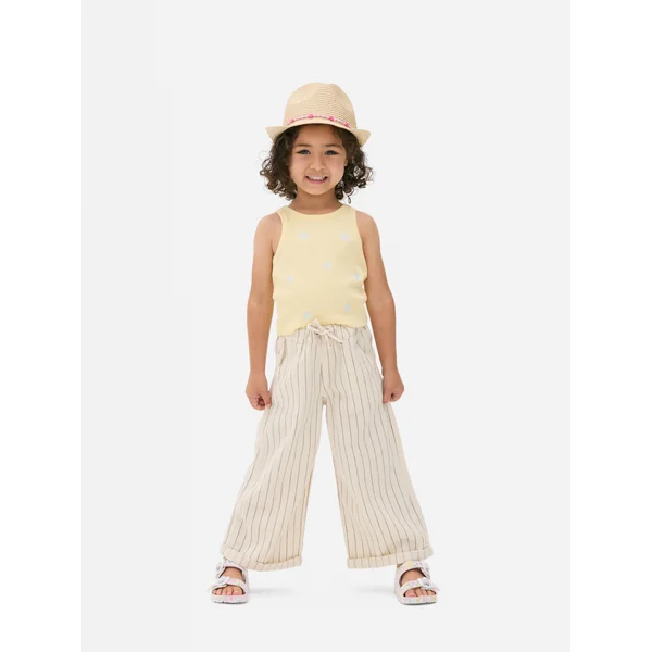 Striped Herringbone Wide Leg Pants - Ivory