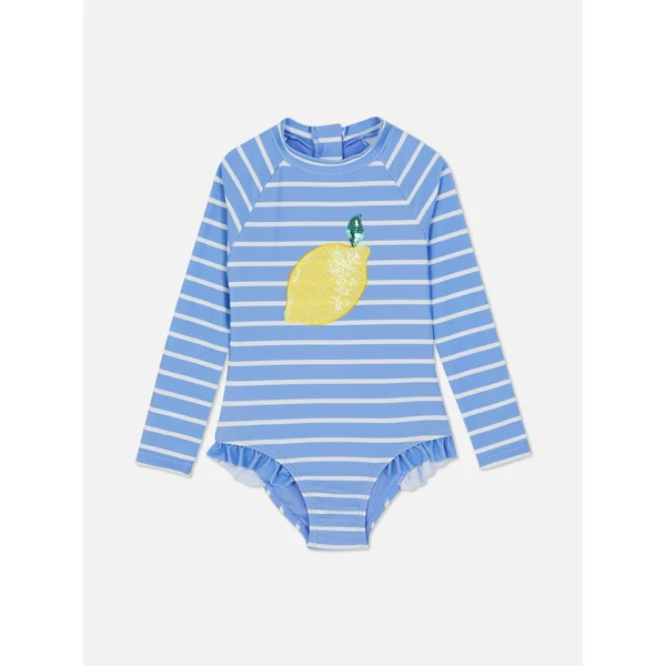 Striped Lemon Swimsuit - Indigo