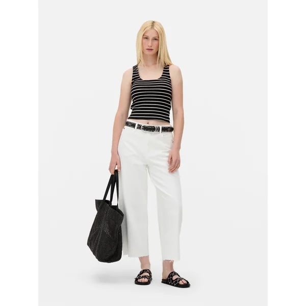 Striped Open Back Top - Black/White
