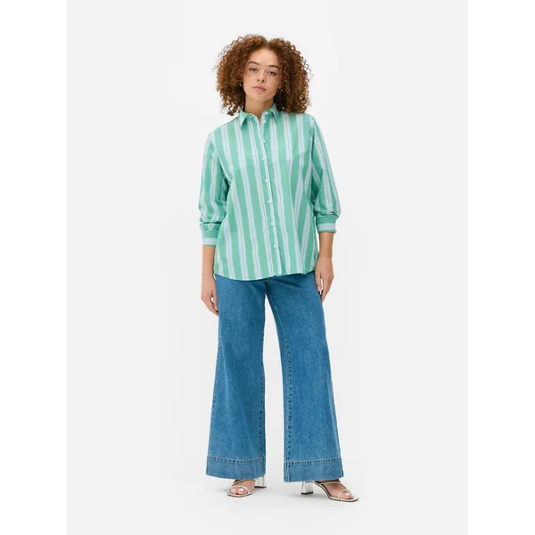 Striped Poplin Shirt - Green