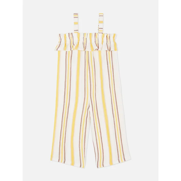 Striped Ruffled Jumpsuit - Ivory