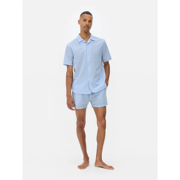 Striped Seersucker Shirt - Blue