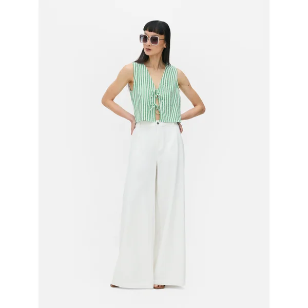 Striped Seersucker Vest - Green