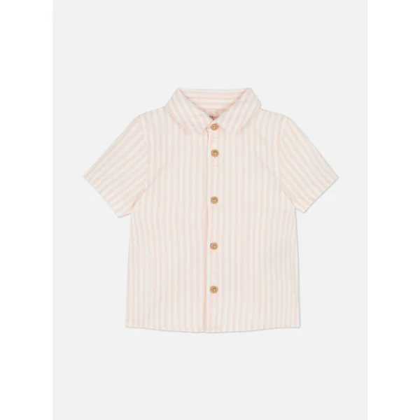 Striped Short Sleeve Oxford Shirt - White