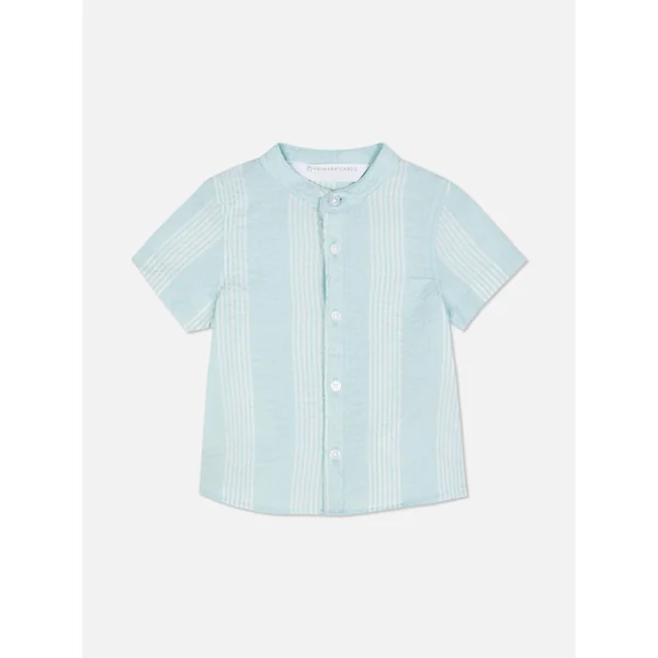 Striped Short Sleeve Shirt - Aqua