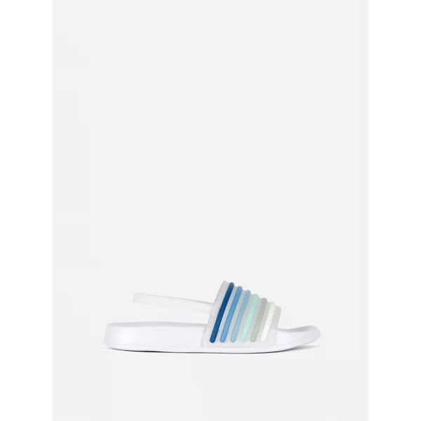 Striped Strap Slides - White