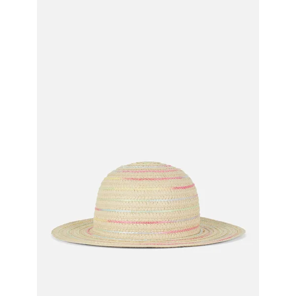 Striped Straw Hat - Natural