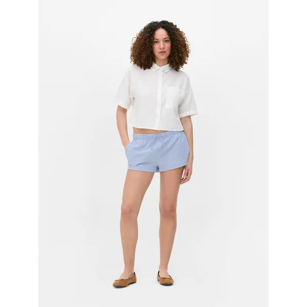 Striped Textured Shorts - Blue