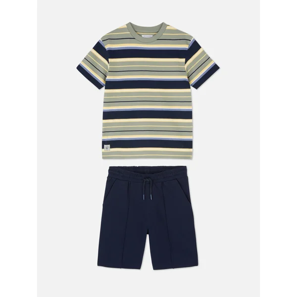 Striped T-Shirt and Shorts - Navy