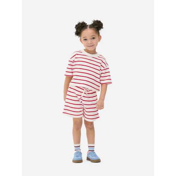 Striped T-Shirt and Shorts - Red