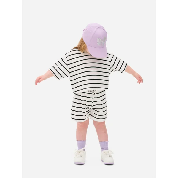 Striped T-Shirt and Shorts Set - Black/White