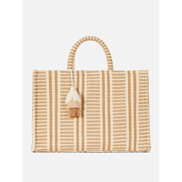 Striped Woven Shopper - Natural