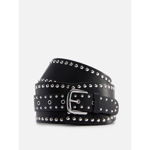 Studded Asymmetric Belt - Black