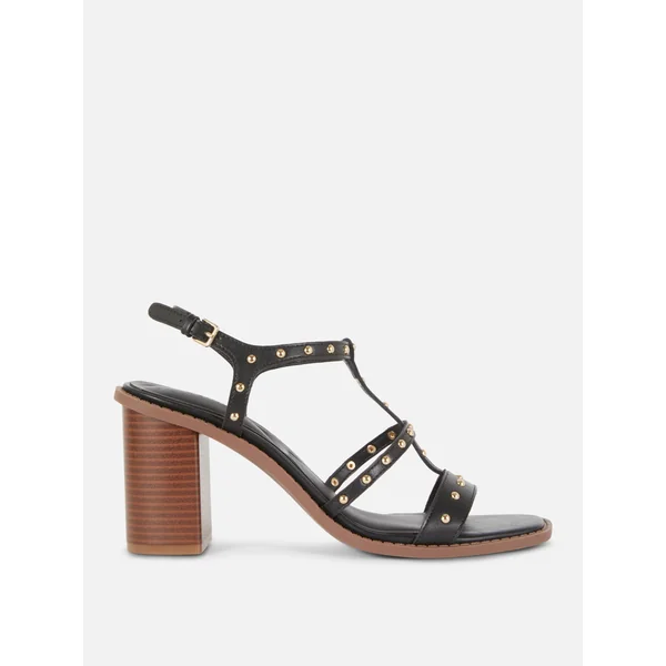 Studded Caged Sandals - Black