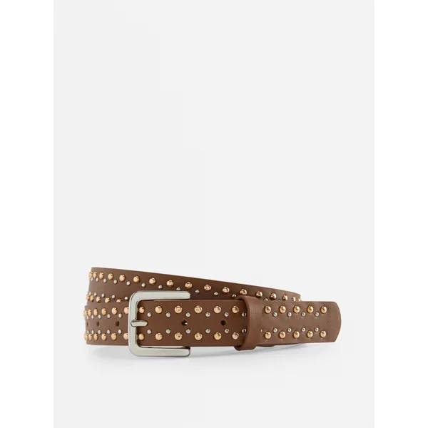 Studded Jeans Belt - Tan