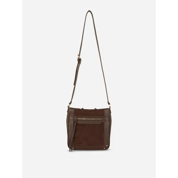 Suede Saddle Messenger Bag - Chocolate