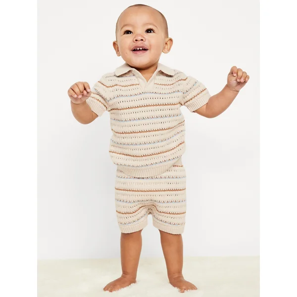 Sweater-Knit Collared Top and Shorts Set for Baby - Acacia