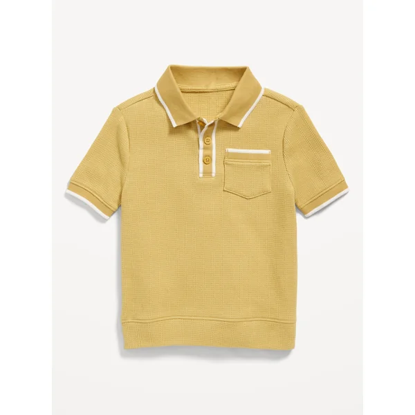 Sweater-Knit Pocket Polo Shirt for Toddler Boys - SANDSTORM