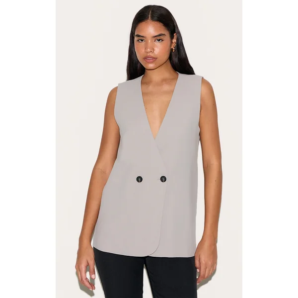 Tall Ash Grey Boxy Oversized Vest