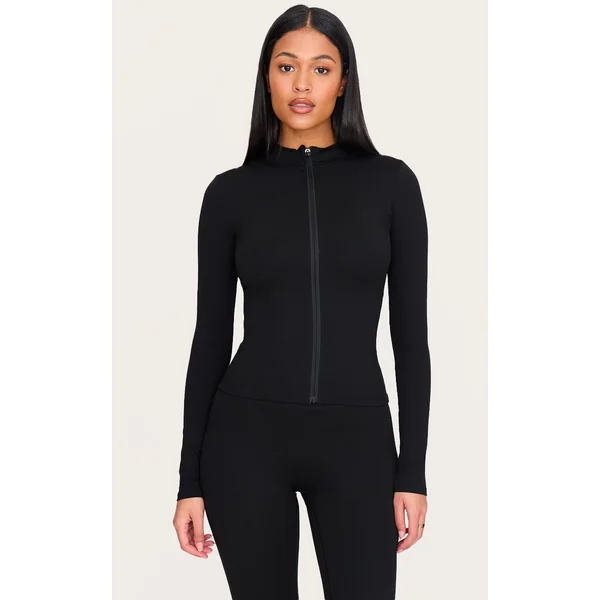 Tall Black Basic Sculpt Zip Jacket