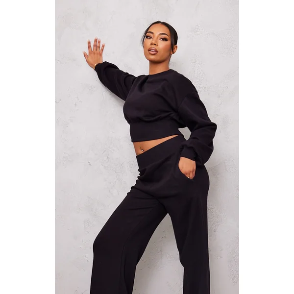Tall Black Cropped Oversized Sweatshirt