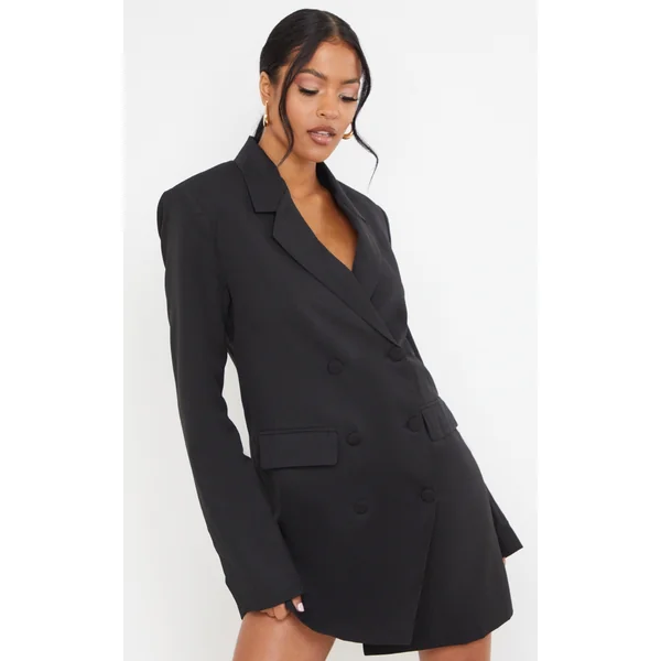Tall Black Oversized Blazer Dress