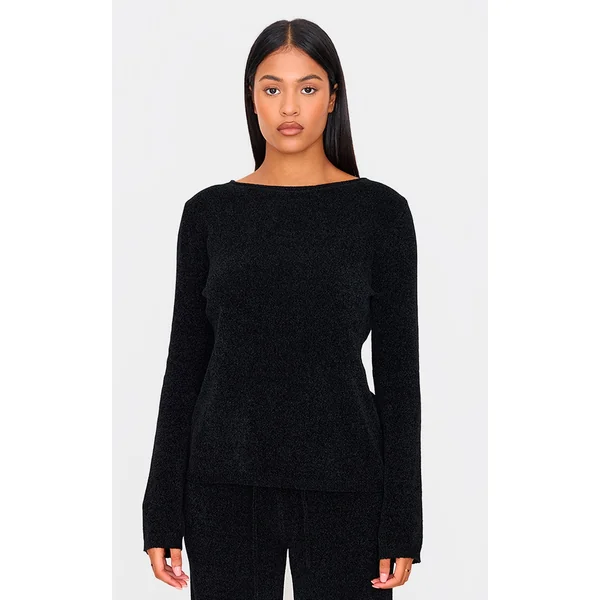Tall Black Soft Textured Knit Top