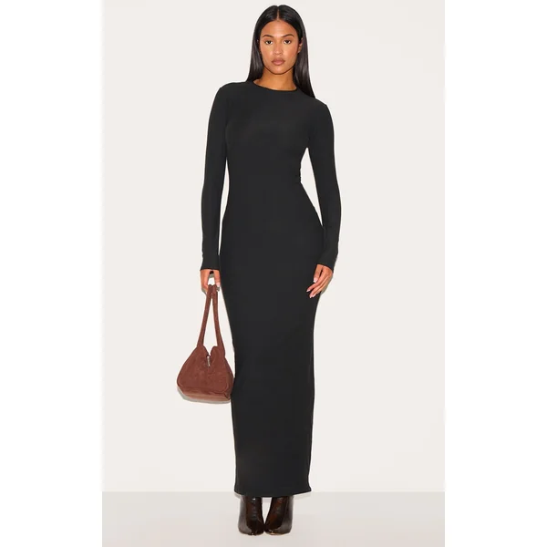 Tall Black Soft Touch Long Sleeve Maxi Dress