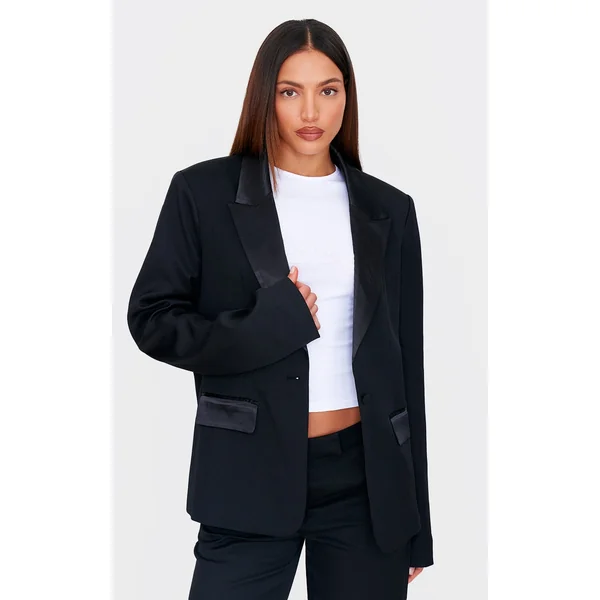 Tall Black Tuxedo Oversized Blazer