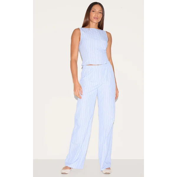Tall Blue Stripe Straight Leg Pants