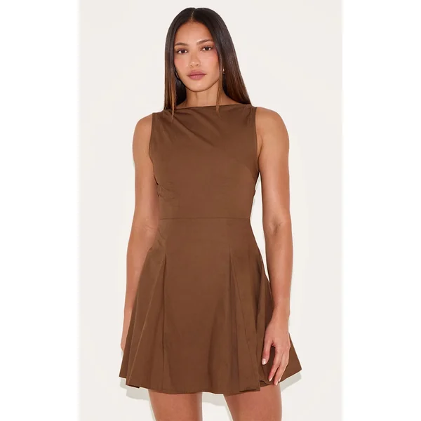 Tall Brown Mini Skater Dress