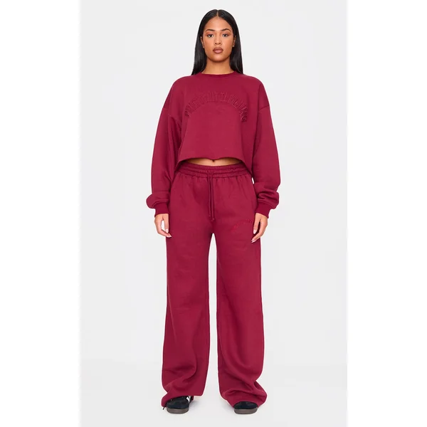Tall Burgundy Drawstring Wide Leg Sweatpants