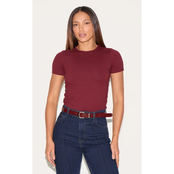 Tall Burgundy Premium Cotton Cap Sleeve T-shirt
