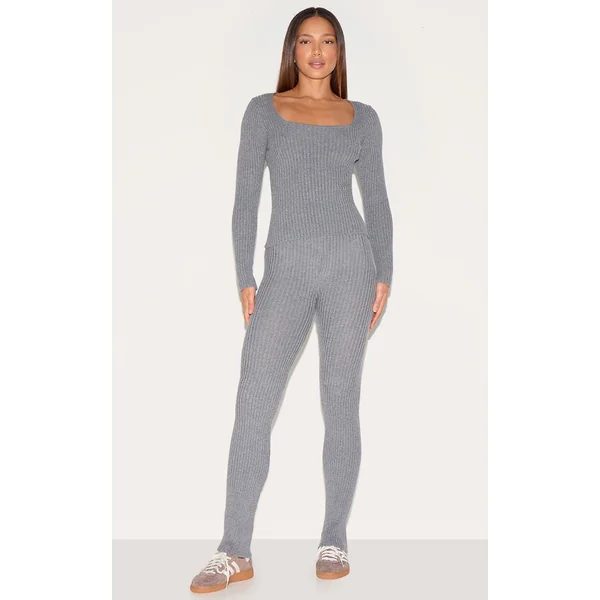 Tall Charcoal Rib Knit Leggings