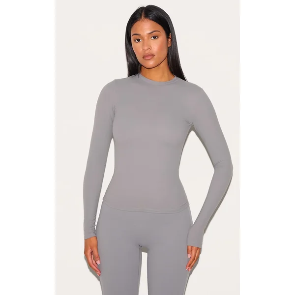 Tall Charcoal Snatched Sculpt Long Sleeve T Shirt