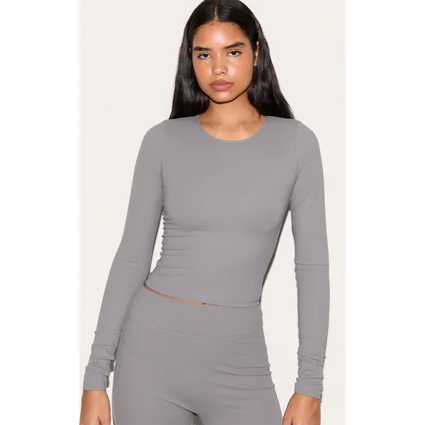 Tall Charcoal Snatched Sculpt Long Sleeve Top