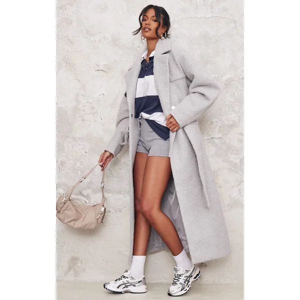 Tall Charcoal Wool Look Belted Maxi Coat