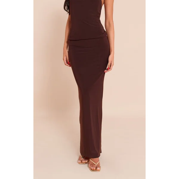 Tall Chocolate Matte Sculpt Mid Rise Maxi Skirt