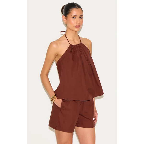 Tall Chocolate Poplin Floaty Shorts