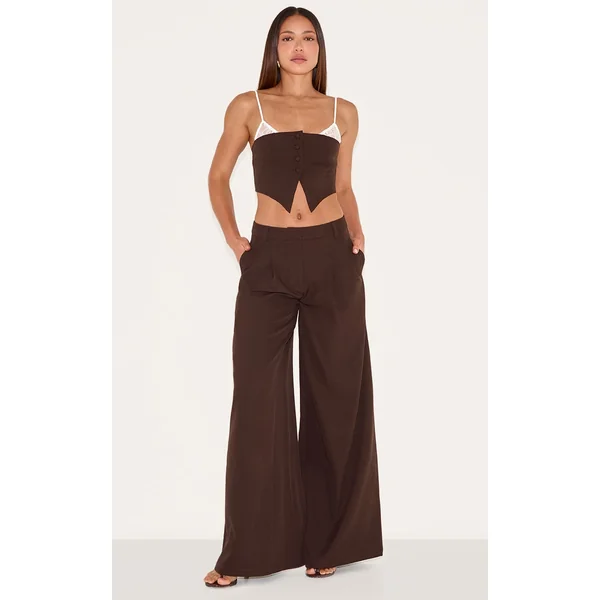 Tall Chocolate Tailored Wide Leg Pants