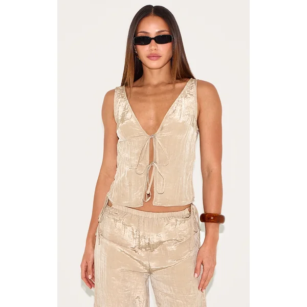 Tall Clay Textured Open Back Top