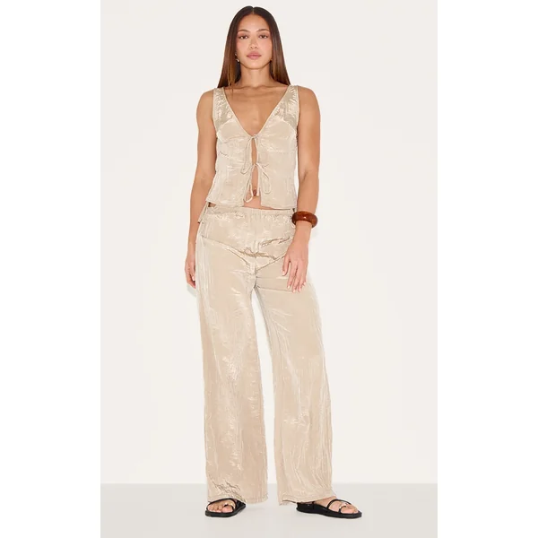 Tall Clay Textured Tie Side Detail Wide Leg Pants