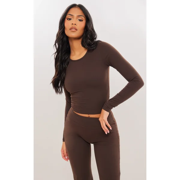 Tall Coffee Snatched Sculpt Long Sleeve Top