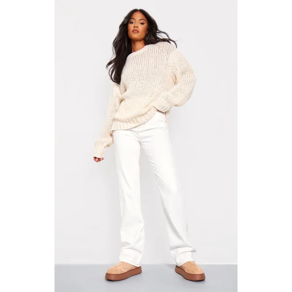 Tall Cream Chunky Knit Crew Neck Sweater